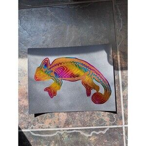 “Mood Swing” Rainbow Bones Chameleon Gold Foil Art Print